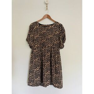 Very j Babydoll Animal Print Short Dress. Medium. Puff Sleeve. Feminine